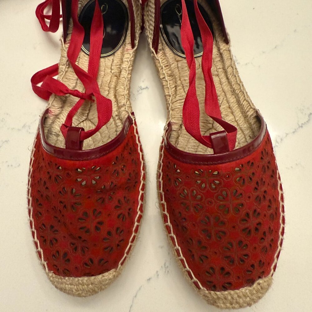 Oscar de la Renta Red Espadrille Sandals Size 38